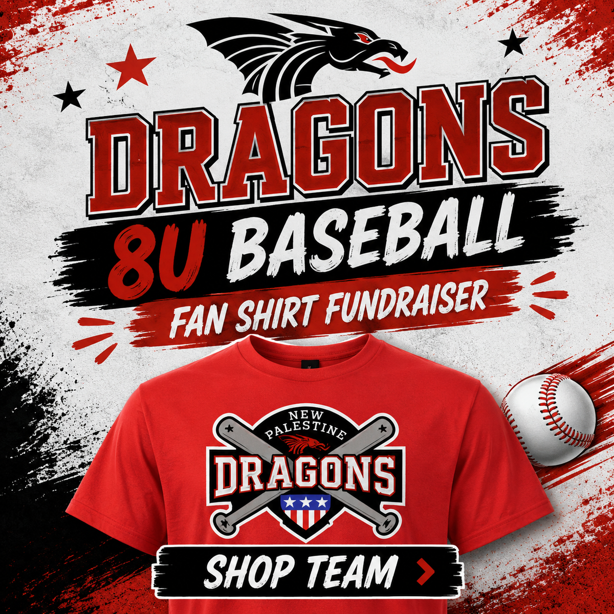 Dragons 8U Baseball Fan Shirts