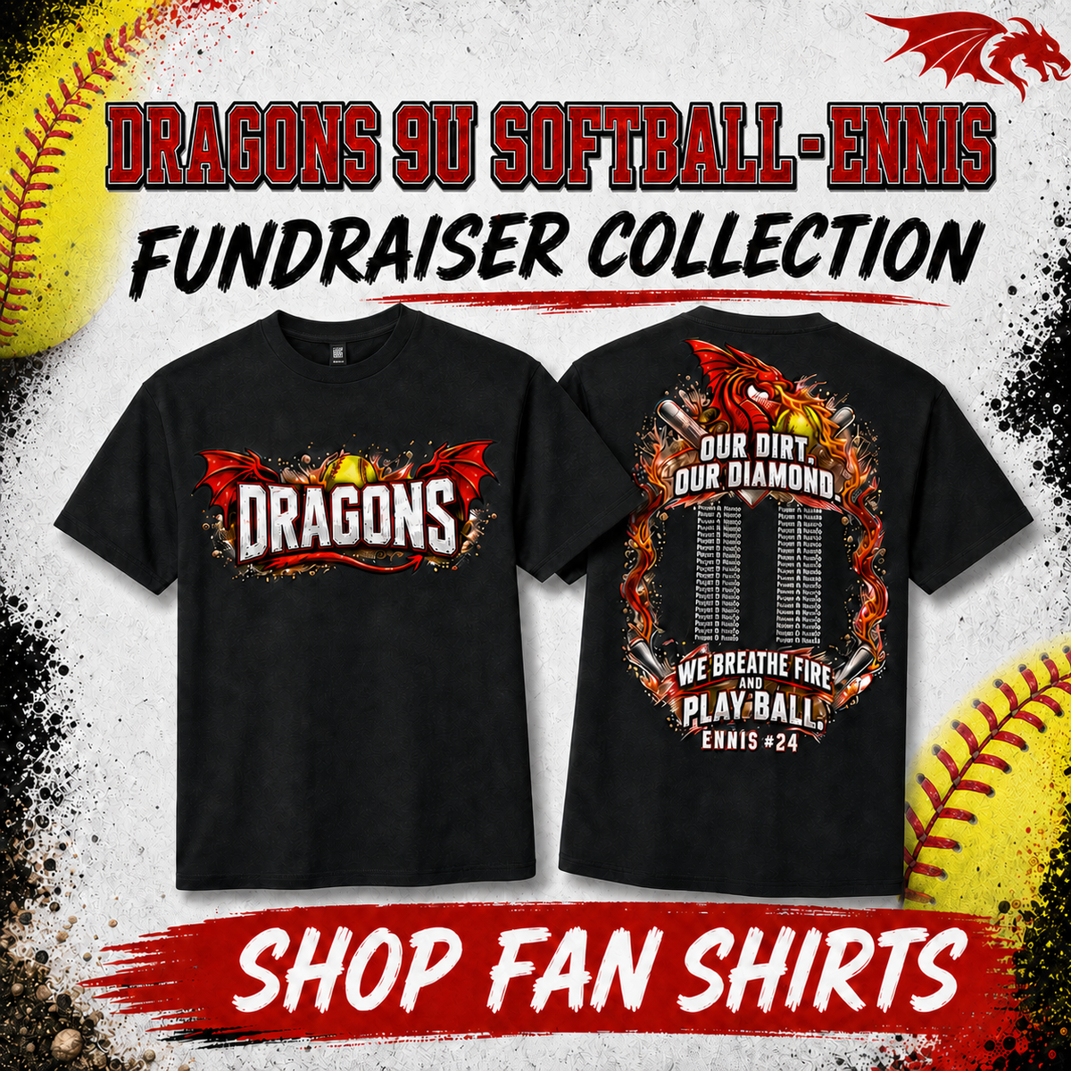 Dragons 9u Ennis Fan Shirts